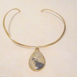 Studio Barse Idaho Opal Bronze Collar Drop Necklace 18"